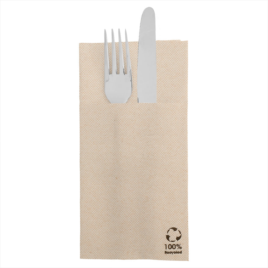 Serviettes kangourou 'ecolabel - double point' 19g/m² 39x40cm naturel ouate recyclée - vendu par 1400 (PU 0,034€)