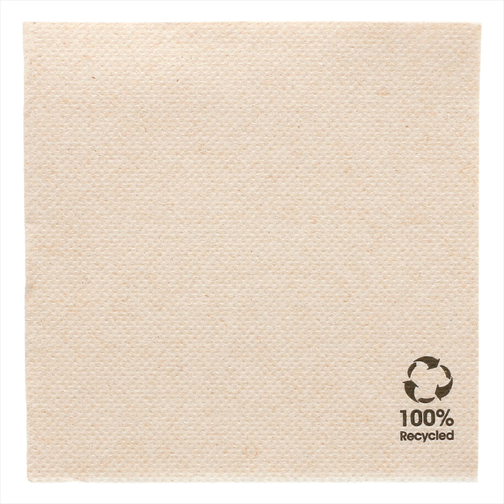SERVIETTES DOUBLE POINT COCKTAIL ECOLABEL 18 G/M2 20x20 CM NATUREL TISSUE RECYCLÉ - vendu par 2400 / 191.09