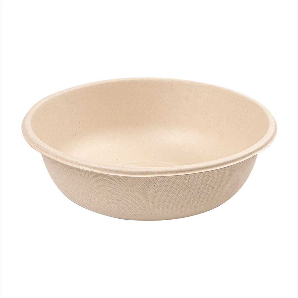 Saladier compostable et biodegradable 950 ml ø 18,6x6,1 cm naturel canne à sucre - vendu par 500 (PU 0,24€)