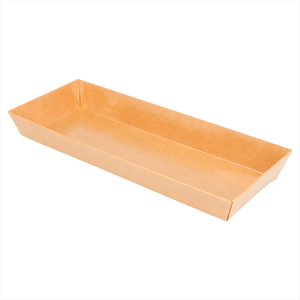 Barquettes 19x8,5x3,5cm naturel en kraft laminé - vendu par 1000 (PU 0,225€)