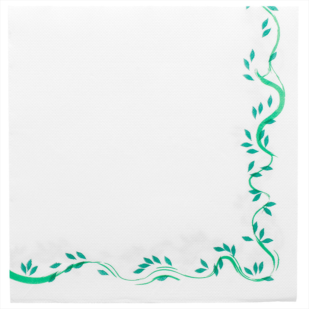 Serviettes ecolabel 'double point - floralia' 18g/m² 40x40cm blanc ouate - vendu par 1200 (PU 0,0325€)