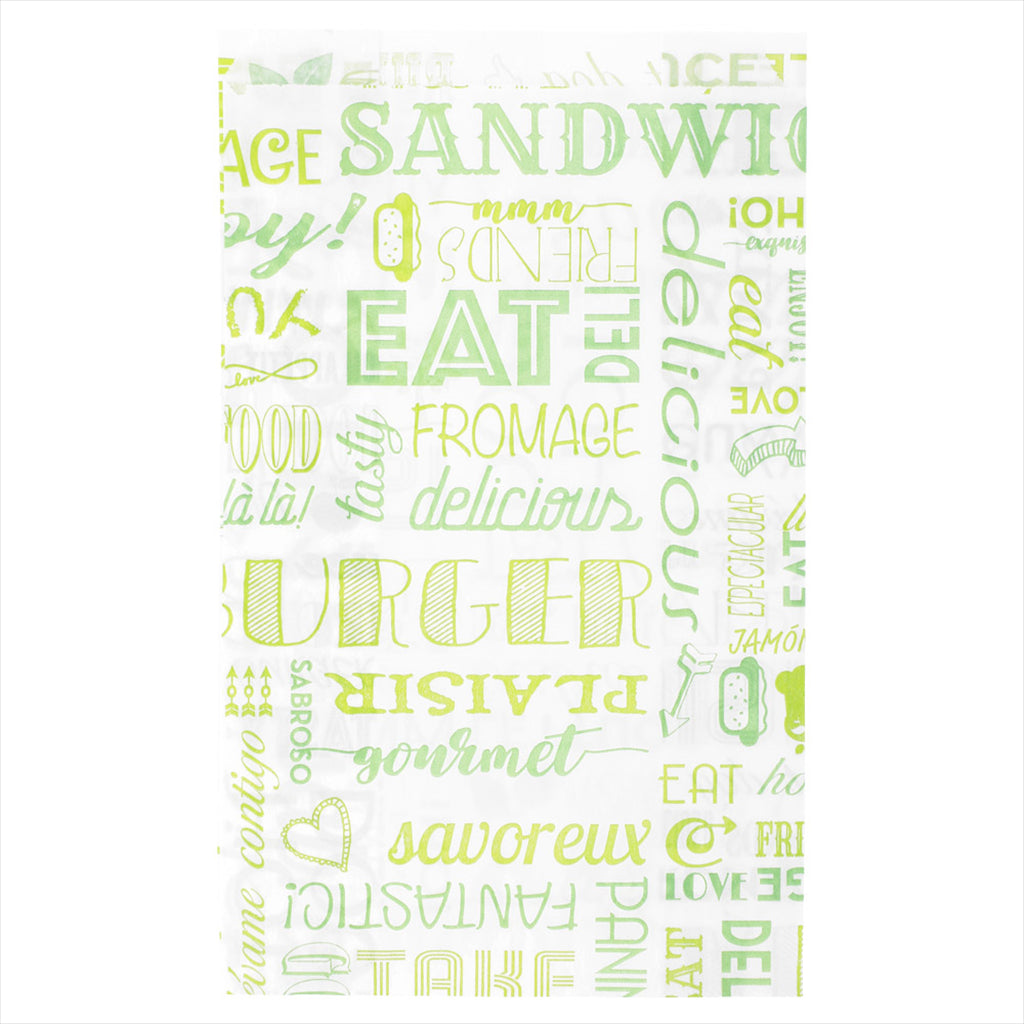 Pochettes burger 'parole' 14+7x22cm vert ingraissable - vendu par 500 (PU 0,024€)