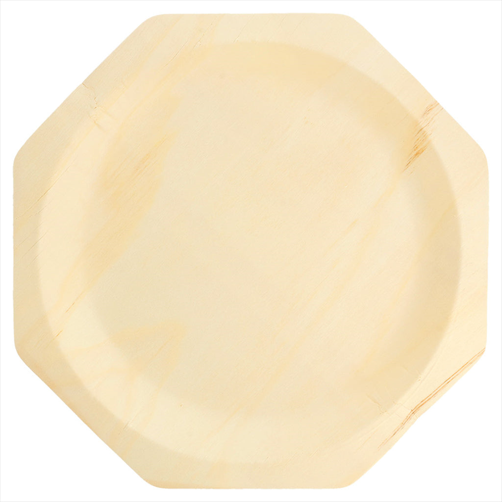 ASSIETTES OCTOGONALES 'WOOD' Ø 26x2,2 CM NATUREL BOIS - vendu par 4x50 unités (Prix unitaire = 0,54 euros)