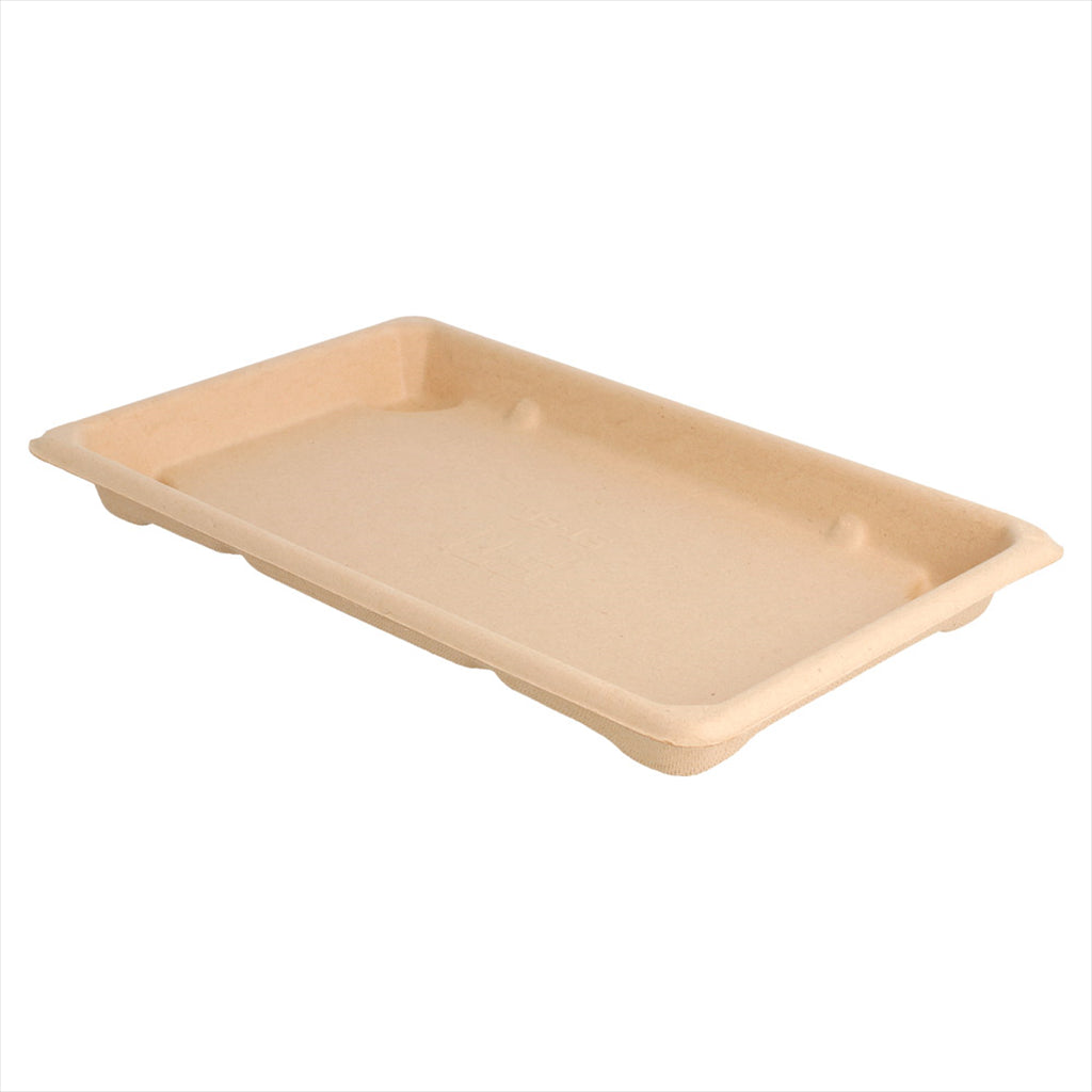Boîtes sushi compostable et biodegradable 21,3x13,3x1,5cm naturel canne à sucre - vendu par 800 (PU 0,19€)