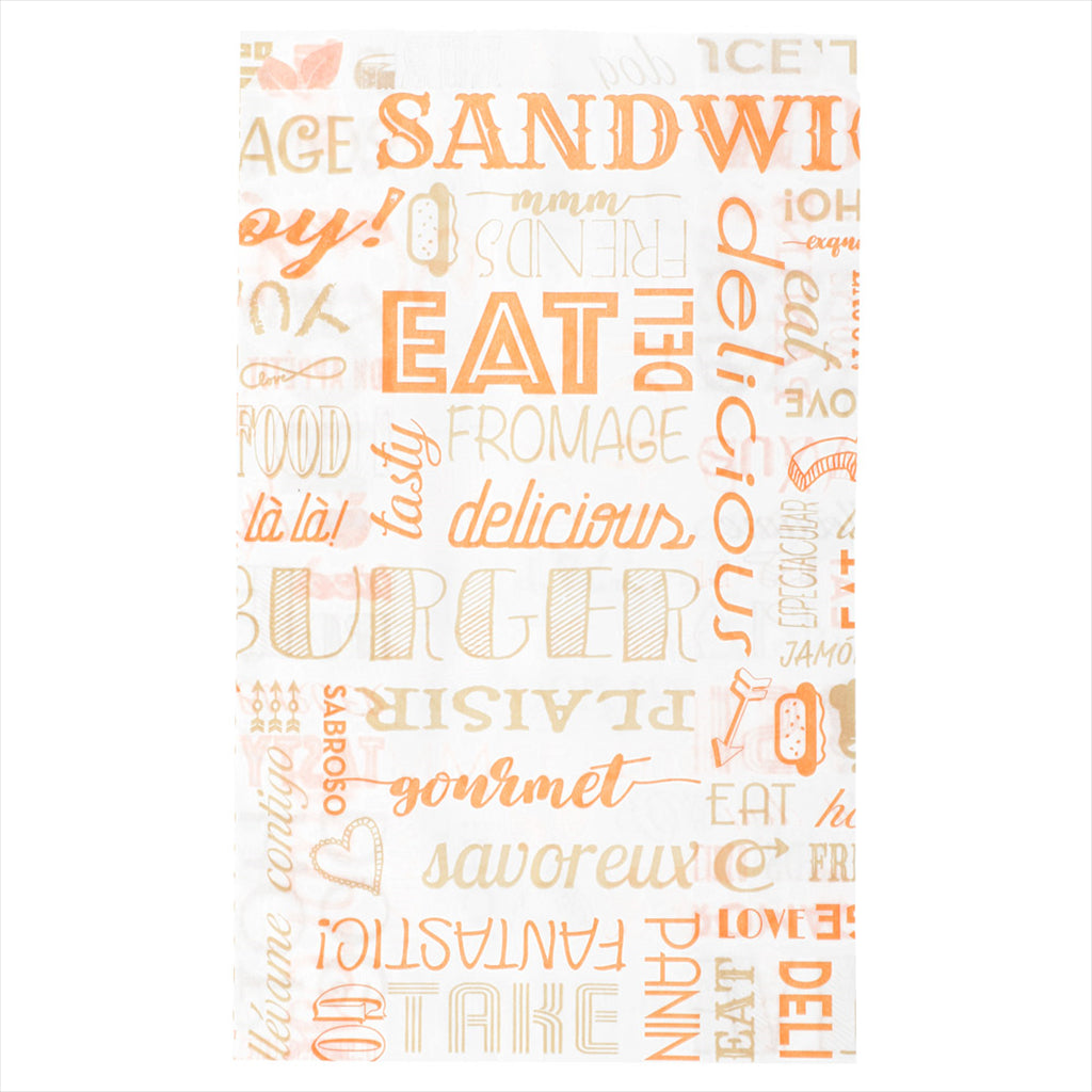 Pochettes burgers 'parole' 14+7x22cm orange ingraissable - vendu par 500 (PU 0,024€)