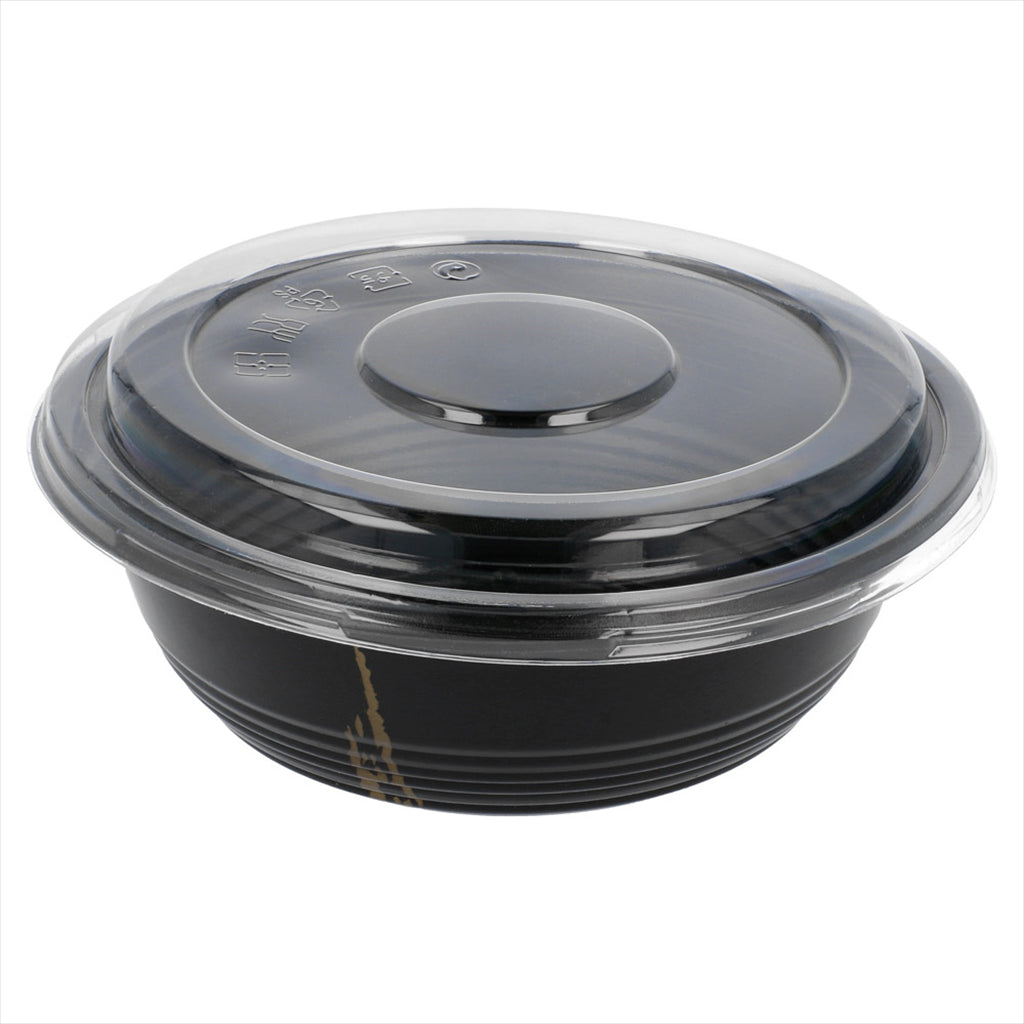 Bols + couvercles 700ml ø 17x6,1cm noir plastique PP - vendu par 500 (PU 0,53€)