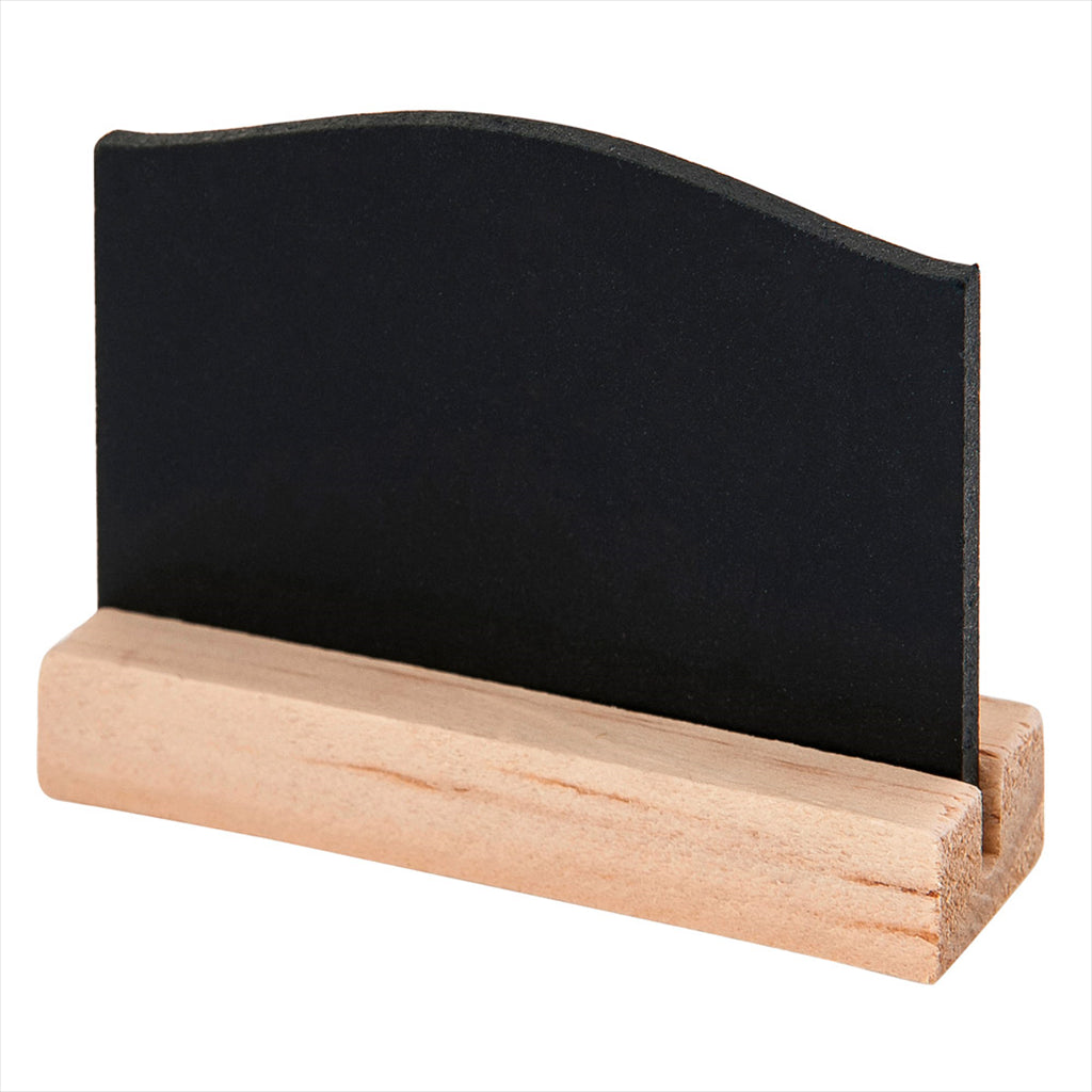4 U. MINI ARDOISES + BASE 7,5x5 CM NOIR BOIS - vendu par 24 unités (Prix unitaire = 4,80 euros)