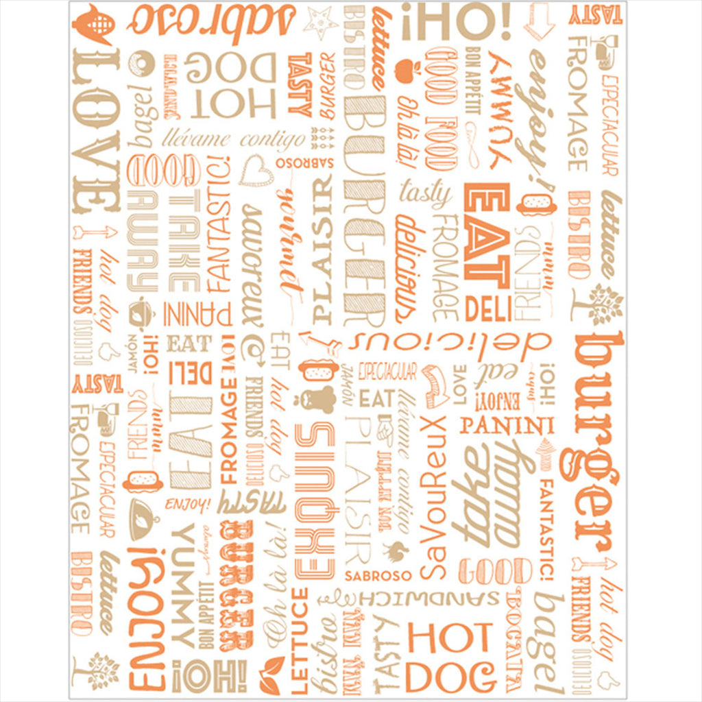 Emballages pour burgers 'parole' 28x34cm orange ingraissable - vendu par 1000 (PU 0,024€)