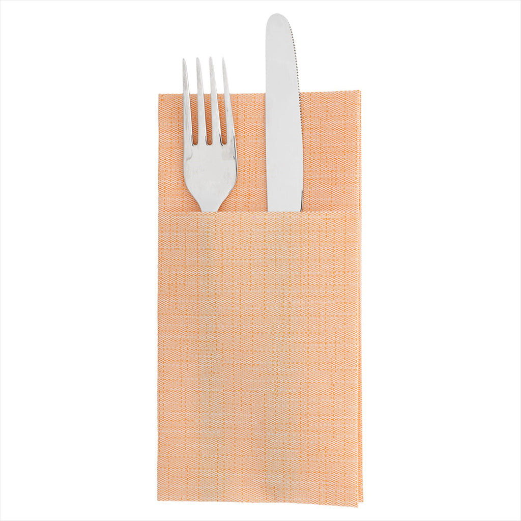 Serviettes kangourou 'dry cotton' 55g/m² 40x40cm mandarine airlaid style tissu - vendu par 700 (PU 0,125€)
