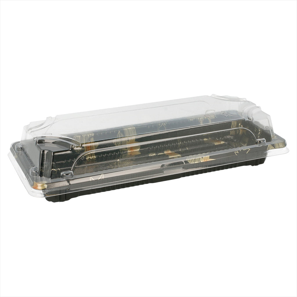 Récipients pour sushi 22,2x9,5x4,5cm noir plastique PS - vendu par 600 (PU 0,25€)