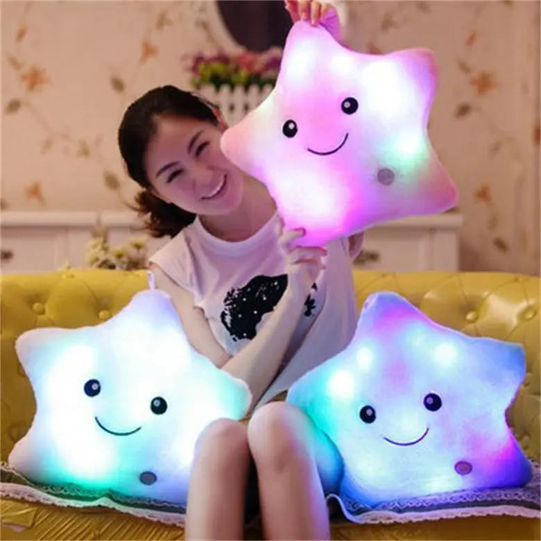 KYALO - Oreiller étoile en peluche brillant et lumineux