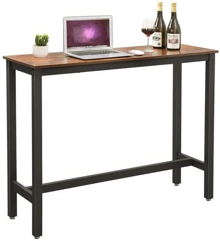 VASAGLE - Table de Bar, Table Haute Fine, Table de Cuisine, 120 x 40 x 100 cm, Table de Salle à Manger, avec Cadre métallique Robuste, Montage Facile