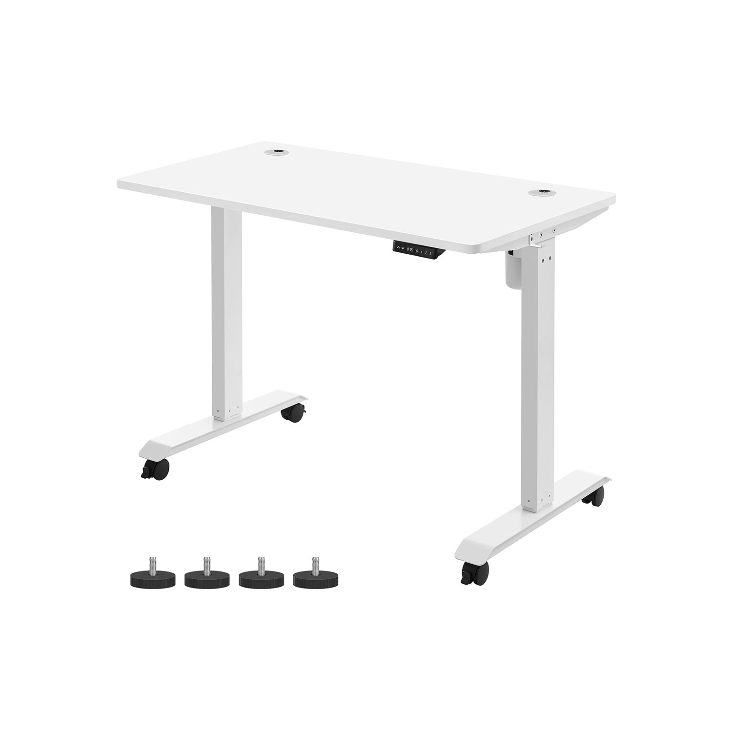SONGMICS - Bureau Electrique, Bureau Debout, Bureau Reglable Hauteur, 60 x 120 cm, Réglable en Continu, Fonction Mémoire de 3 Hauteurs, Blanc