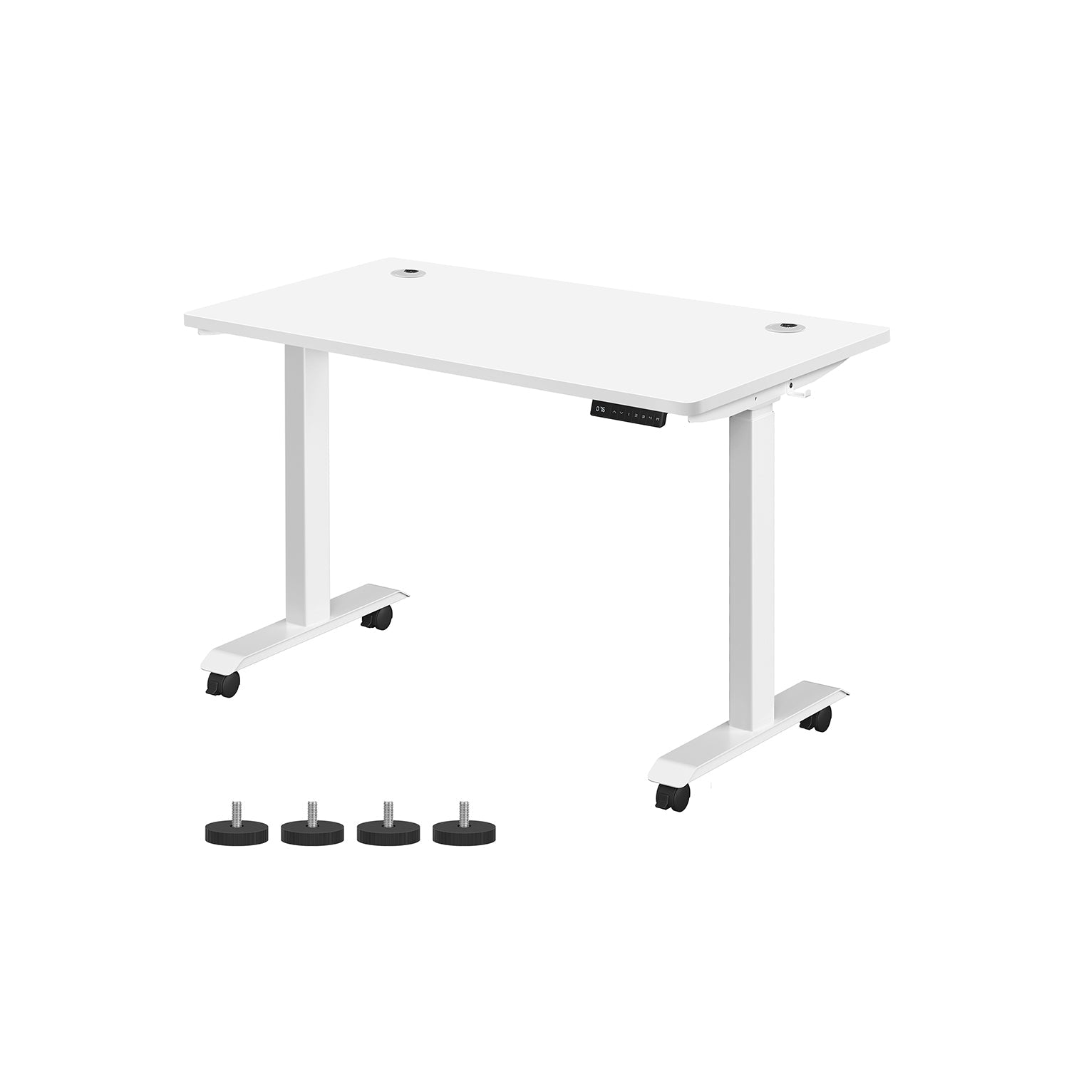 SONGMICS - Bureau Electrique, Bureau Reglable Hauteur, Bureau Debout, 60 x 120 cm, Double Moteur, Réglable, Fonction Mémoire de 4 Hauteurs, Blanc