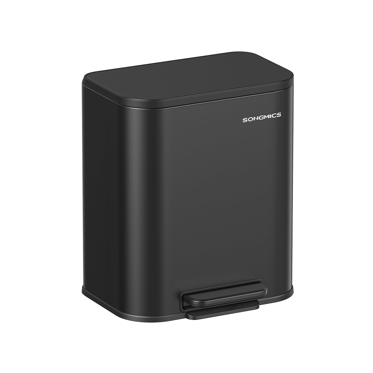 SONGMICS - Poubelle 20L, Poubelle de Cuisine, Couvercle à Fermeture Douce, Reste Ouverte, Seau Intérieur, Pédale Large Antidérapante, Acier, Noir
