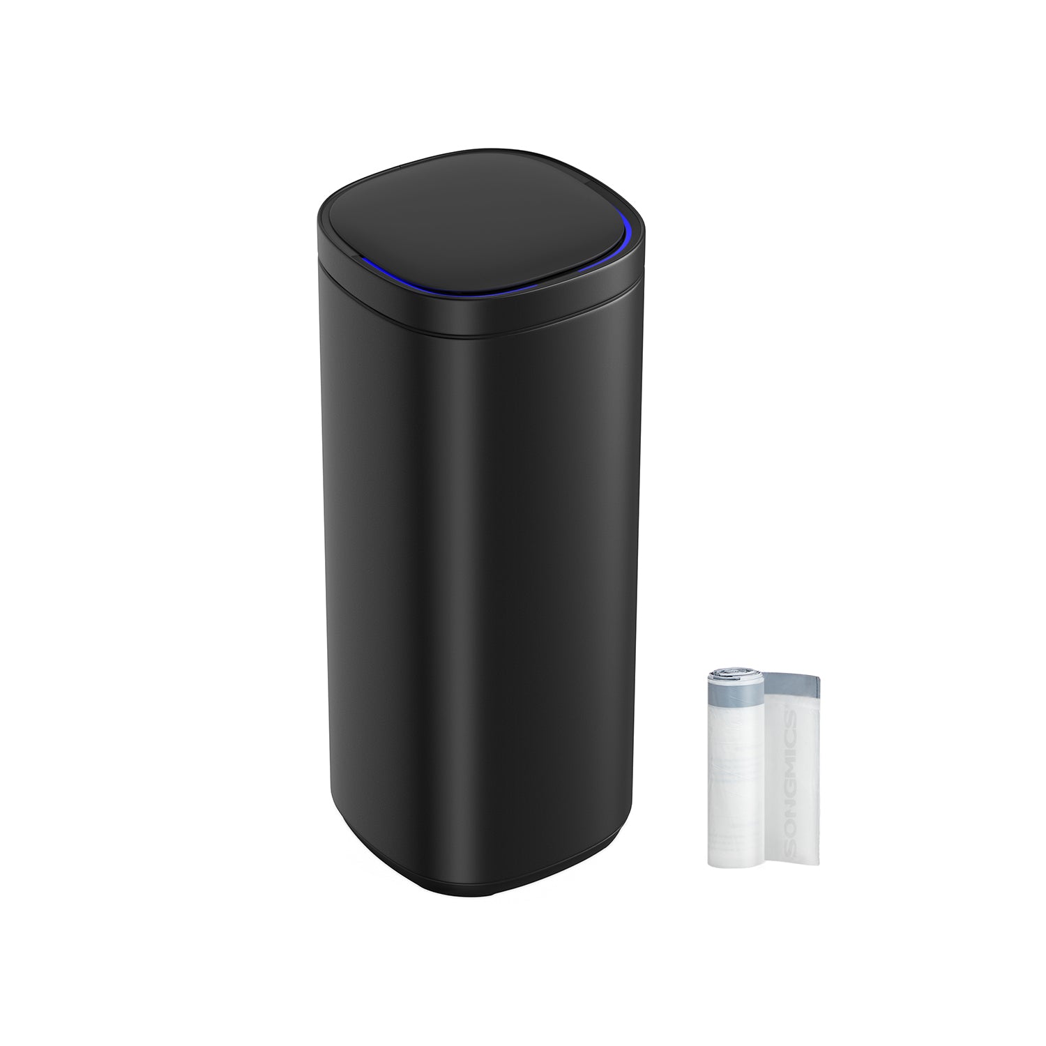 SONGMICS - Poubelle, 50L, Poubelle de Cuisine, avec Détecteur de Mouvement Automatique, élimination des odeurs à l'ozone Couvercle, Acier, Noir