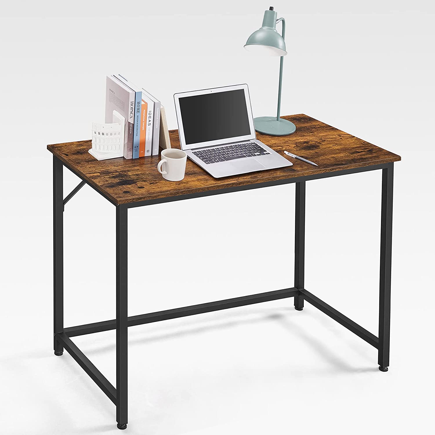 VASAGLE - Bureau, Petit Bureau, Bureau PC, Table, Bureau de Travail, 50 x 100 x 76 cm, Style Industriel, Cadre en Métal, Montage Facile, Marron Noir