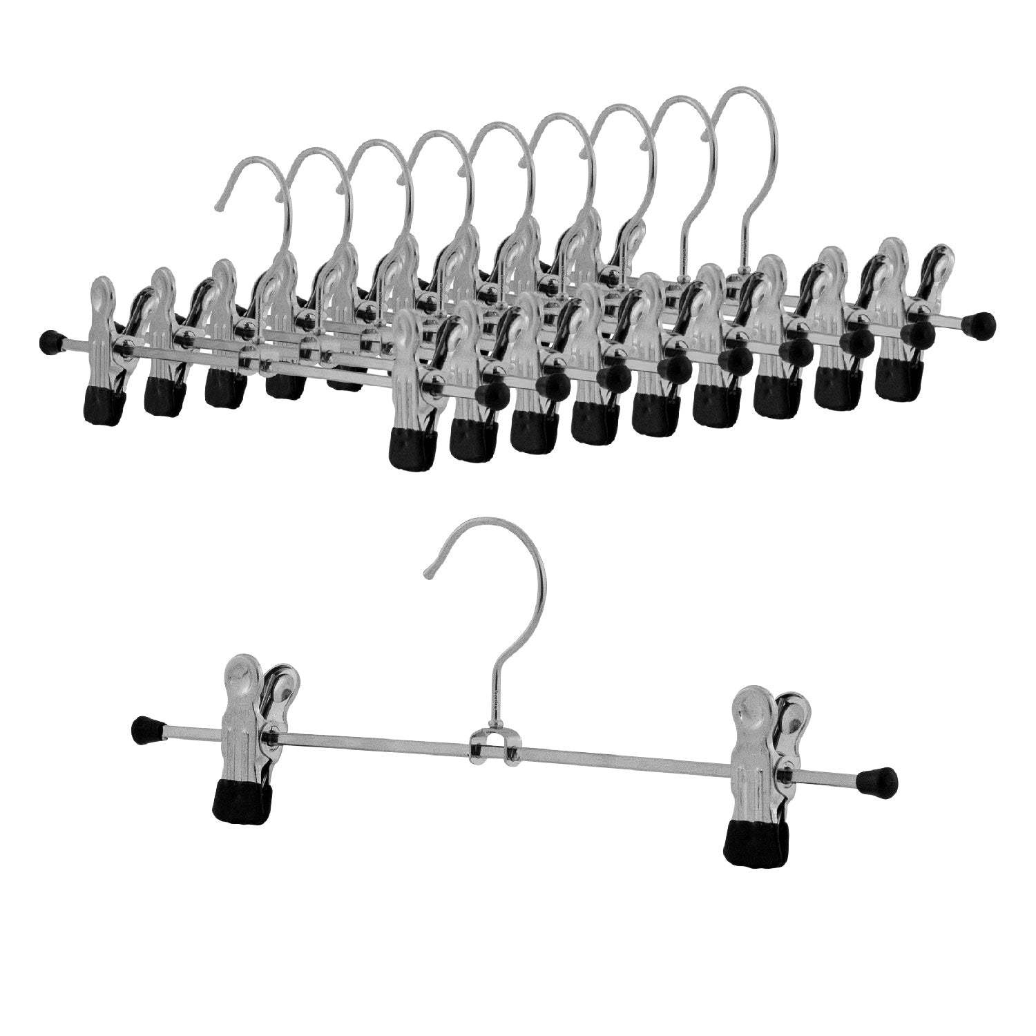 MAWA Clip K D - Cintre pantalon, Cintres, lot de 10 PCs, Cintre vetement, avec pinces, largeur 30 cm, Crochet rotatif, effet antidérapant, Noir