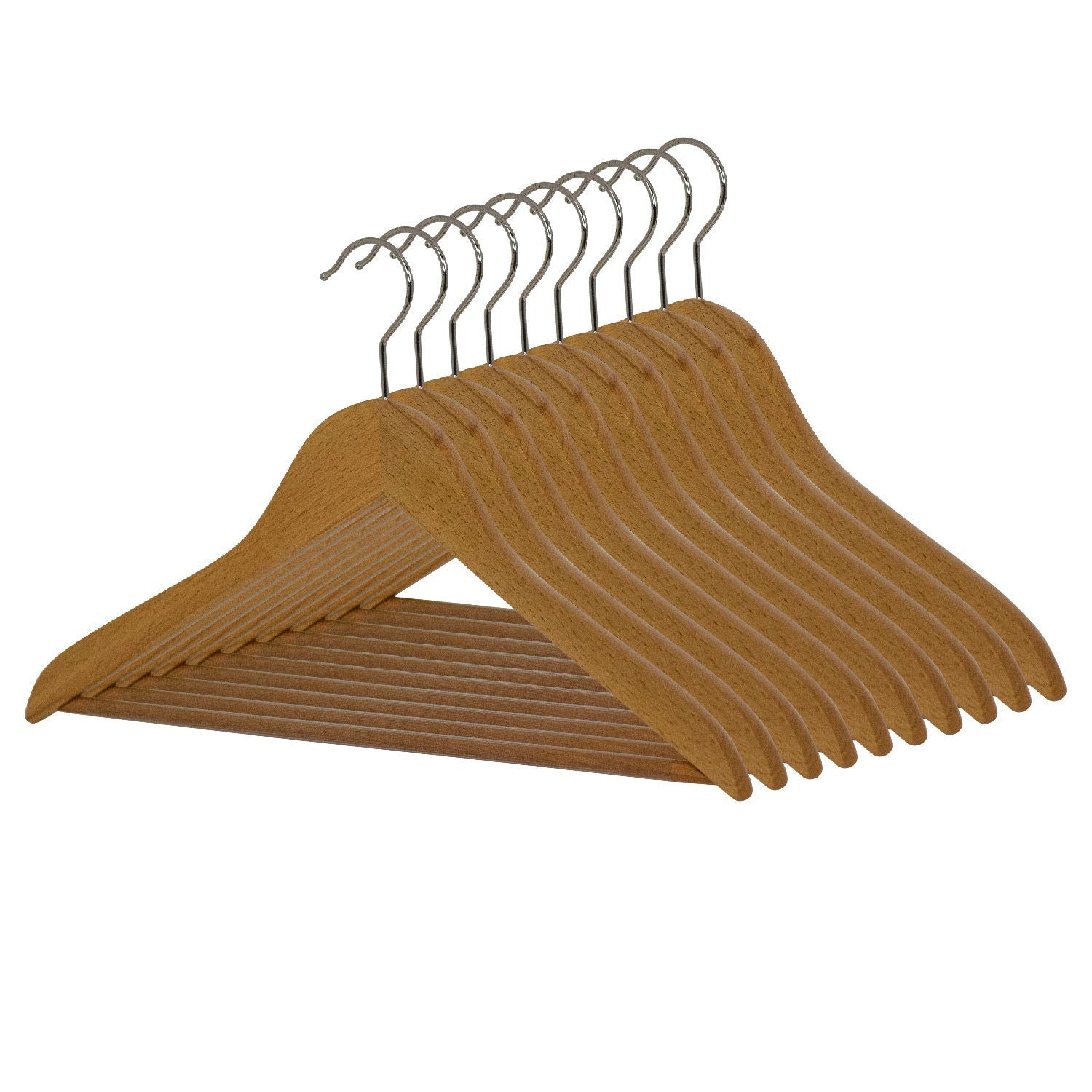 MAWA Business RFS - Cintres, Cintres en bois, lot de 10 PCs, Cintre vetement, largeur 45 cm, Crochet rotatif à 360°, pour manteau, Hêtre Naturel