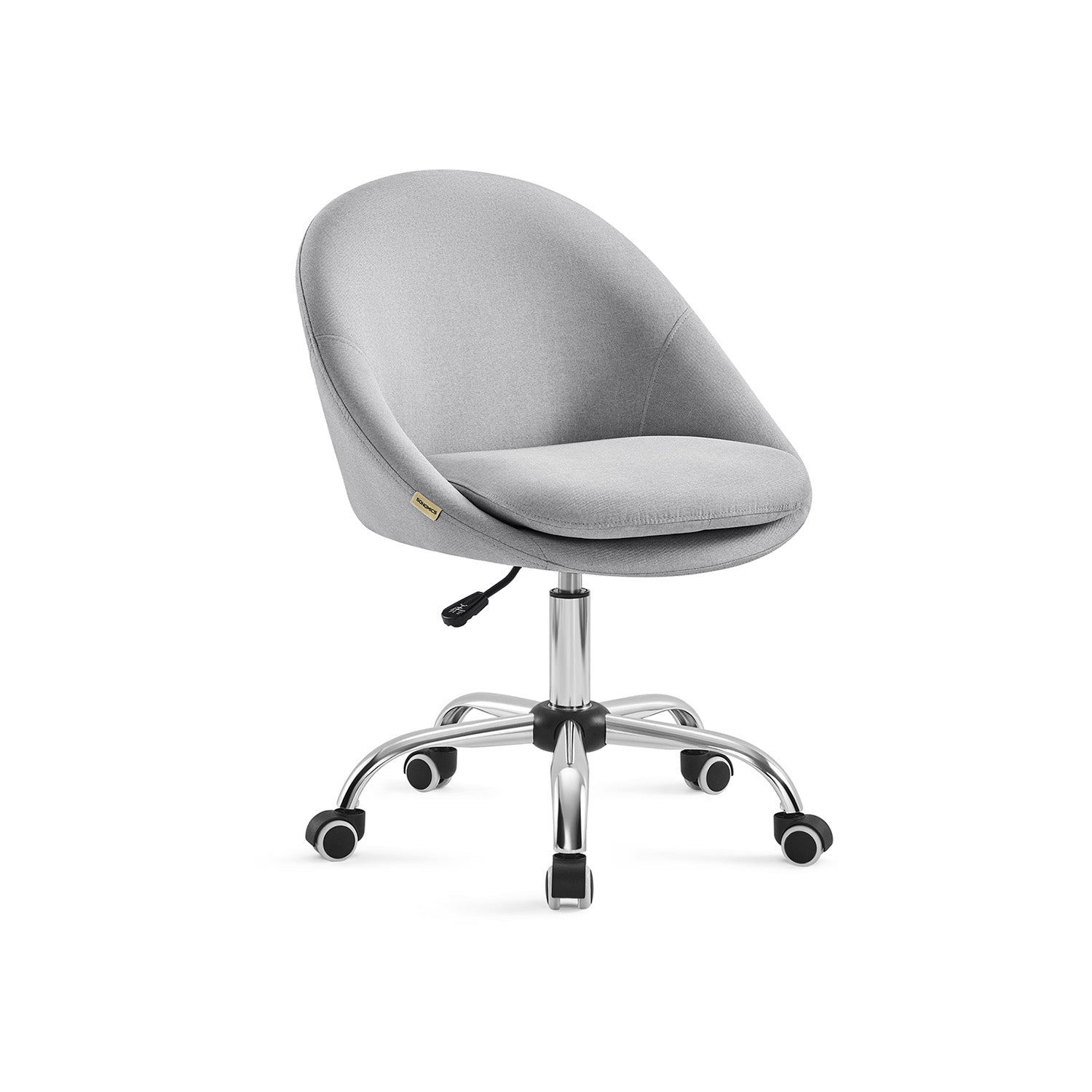 SONGMICS - Chaise de Bureau Ergonomique, Fauteuil de Bureau, Rembourrage en Mousse, Réglable en Hauteur, pour Bureau, Chambre, Gris