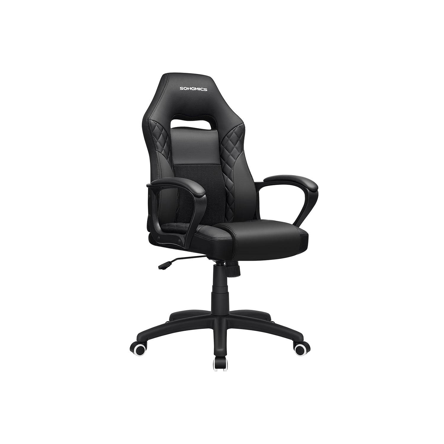 SONGMICS - Chaise Gaming, Fauteuil Gamer, Siege Gaming, avec Mécanisme basculant, Ergonomique, Dossier en Forme de S, Charge jusqu'à 150 kg, Noir