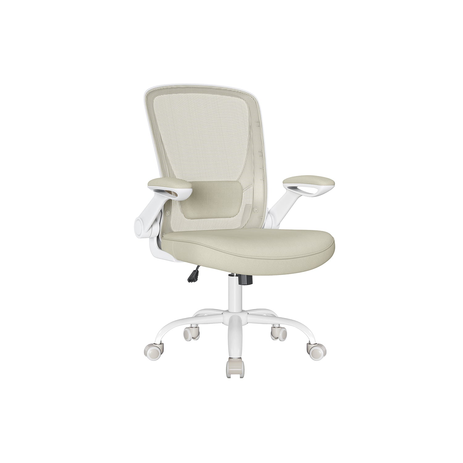 SONGMICS - Chaise de Bureau, Fauteuil de Bureau, Siège Ergonomique, Support Lombaire, Mécanisme à Bascule, Assise Large de 53 cm, Beige