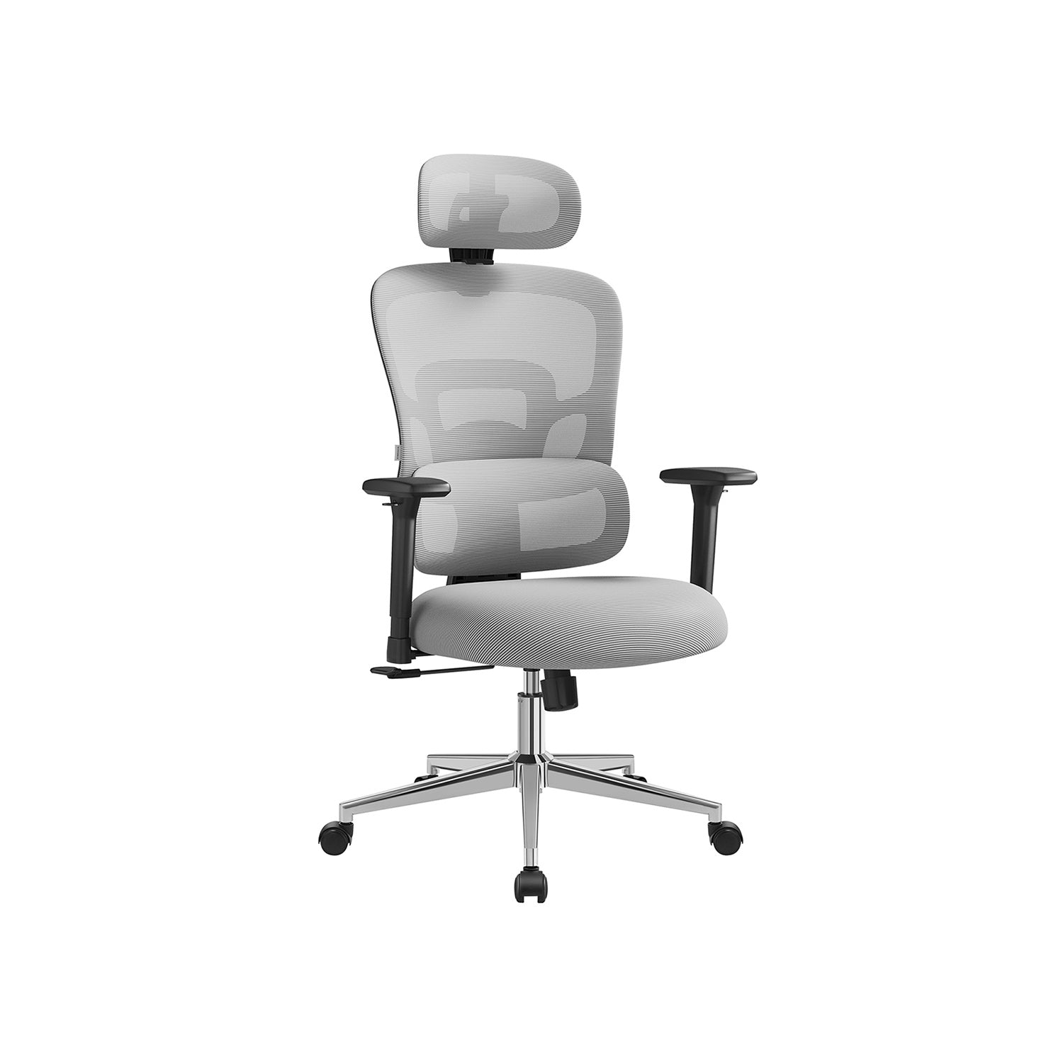 SONGMICS - Chaise de Bureau, Siège Ergonomique, Fauteuil de Bureau, Dossier Haut, Support Lombaire, Réglable en Hauteur, Accoudoirs Réglables, Gris