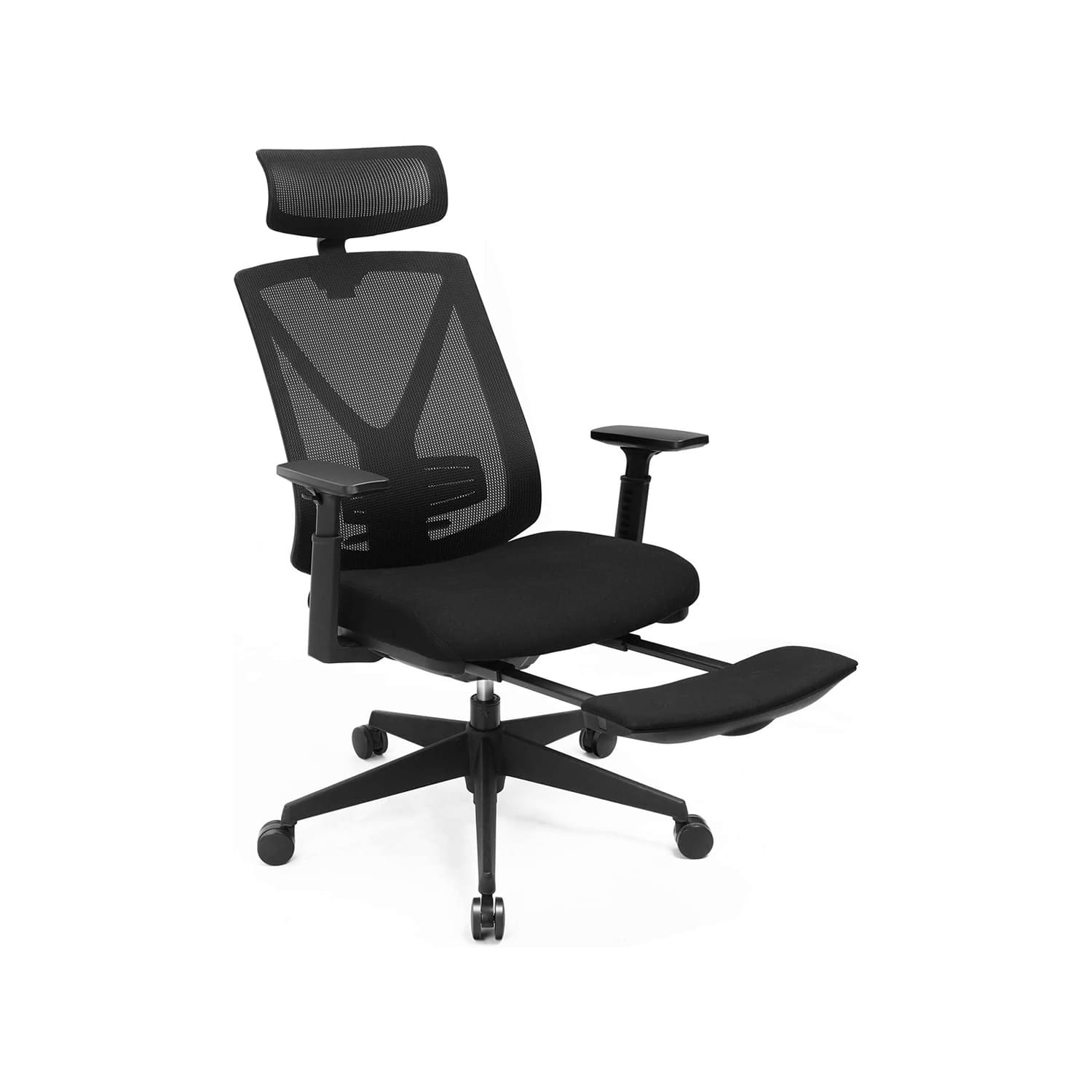SONGMICS - Fauteuil de Bureau en Toile, Chaise Ergonomique, Siège, avec Support Lombaire, Repose-Pieds, Hauteur réglable, Charge 150 kg, Noir