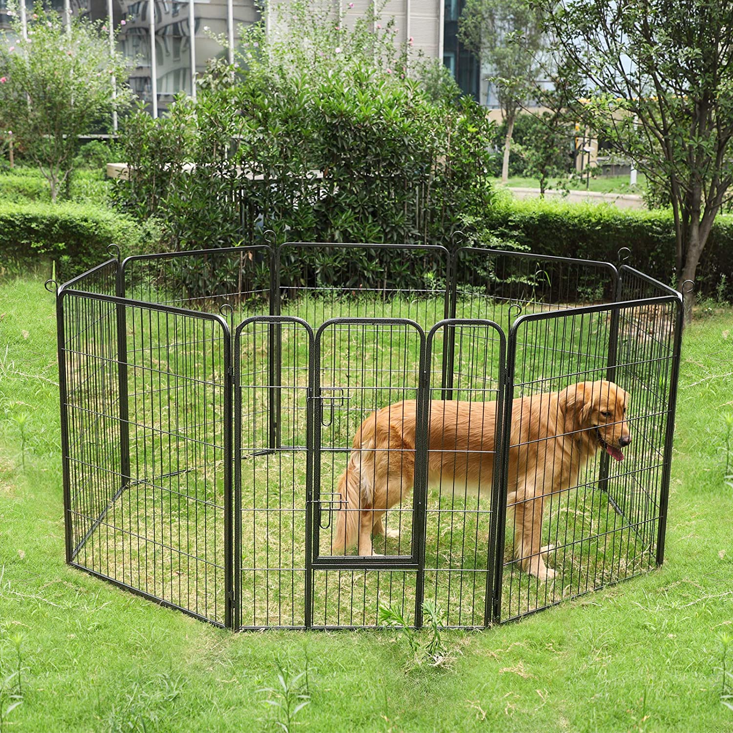Feandrea - Parc pour Chien, Enclos, Clôture, 8 Grilles de 77x80 cm, Gris