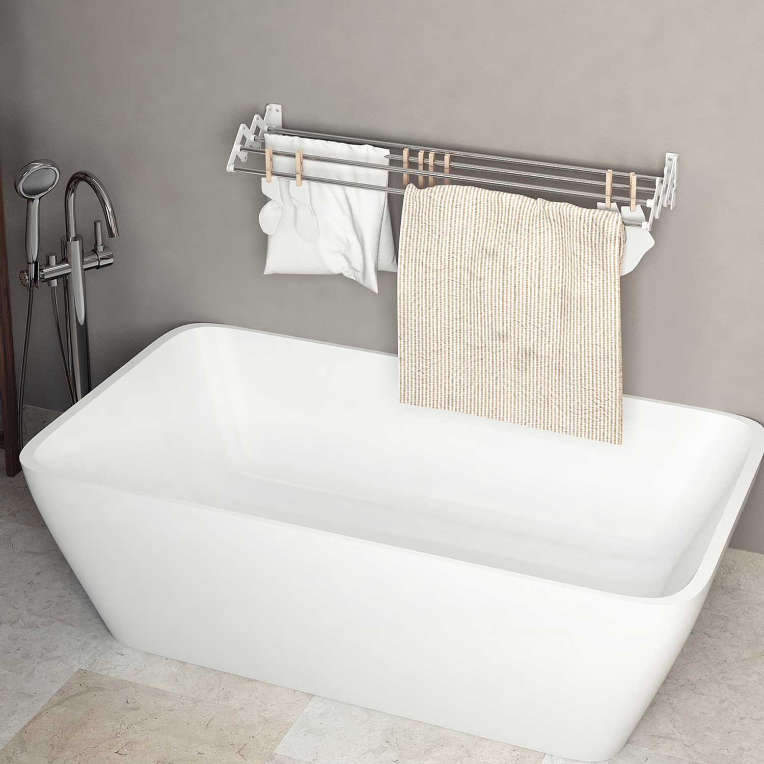 Colombo Soffietto 120 - Étendoir Mural, Étendoir Mural Rabattable, Séchoir à Linge Mural, Petit Étendoir a Linge, Aluminium Antirouille, Made in Italy