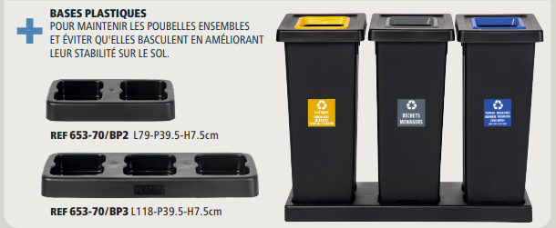BASES PLASTIQUES POUR POUBELLE SANS CONTACT FIT NOIRE