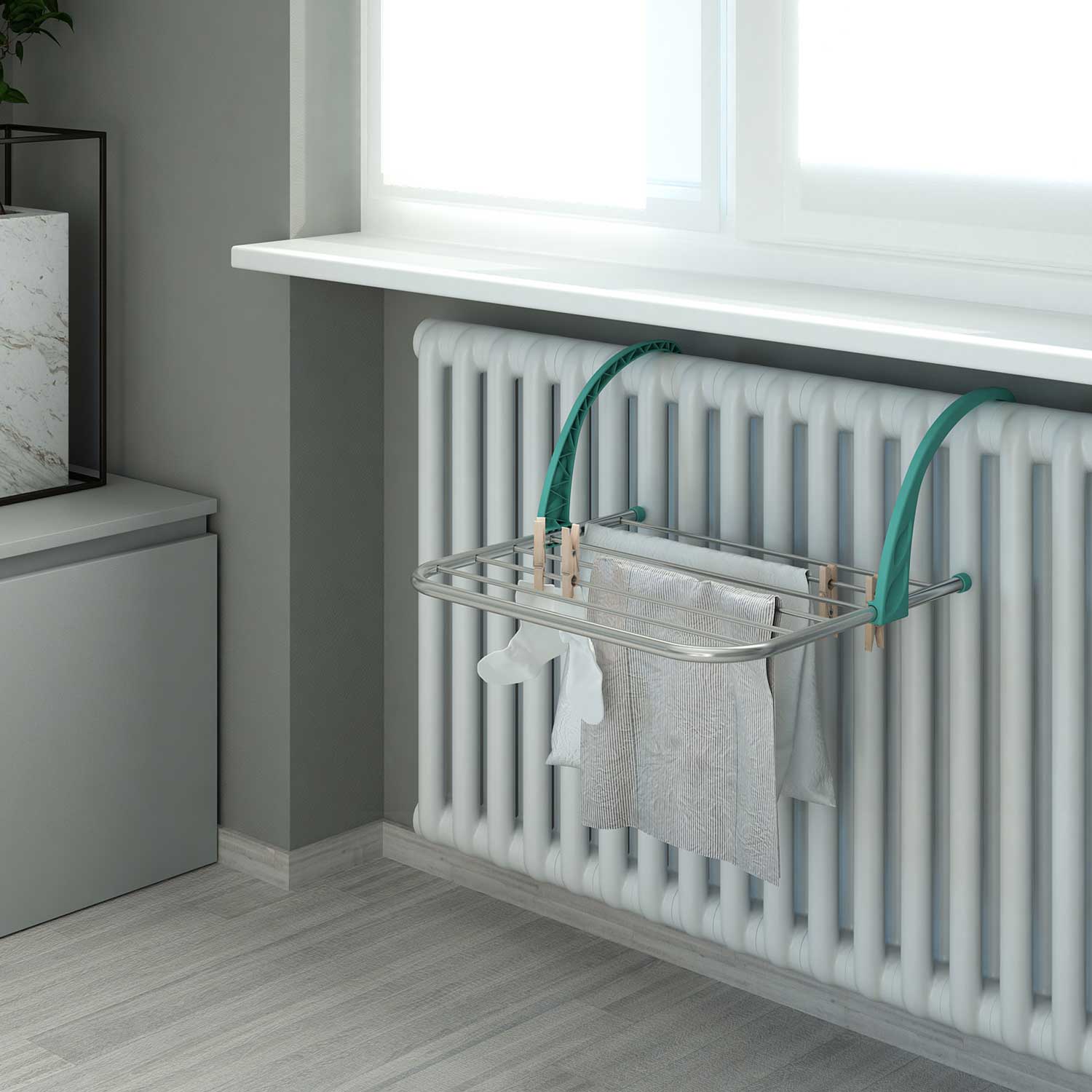 Colombo Gocciolo 5 - Etendoir de Porte, Sechoir Porte, Séchoir Radiateur et Balcon, Petit Étendoir à Linge, 5m, Aluminium
