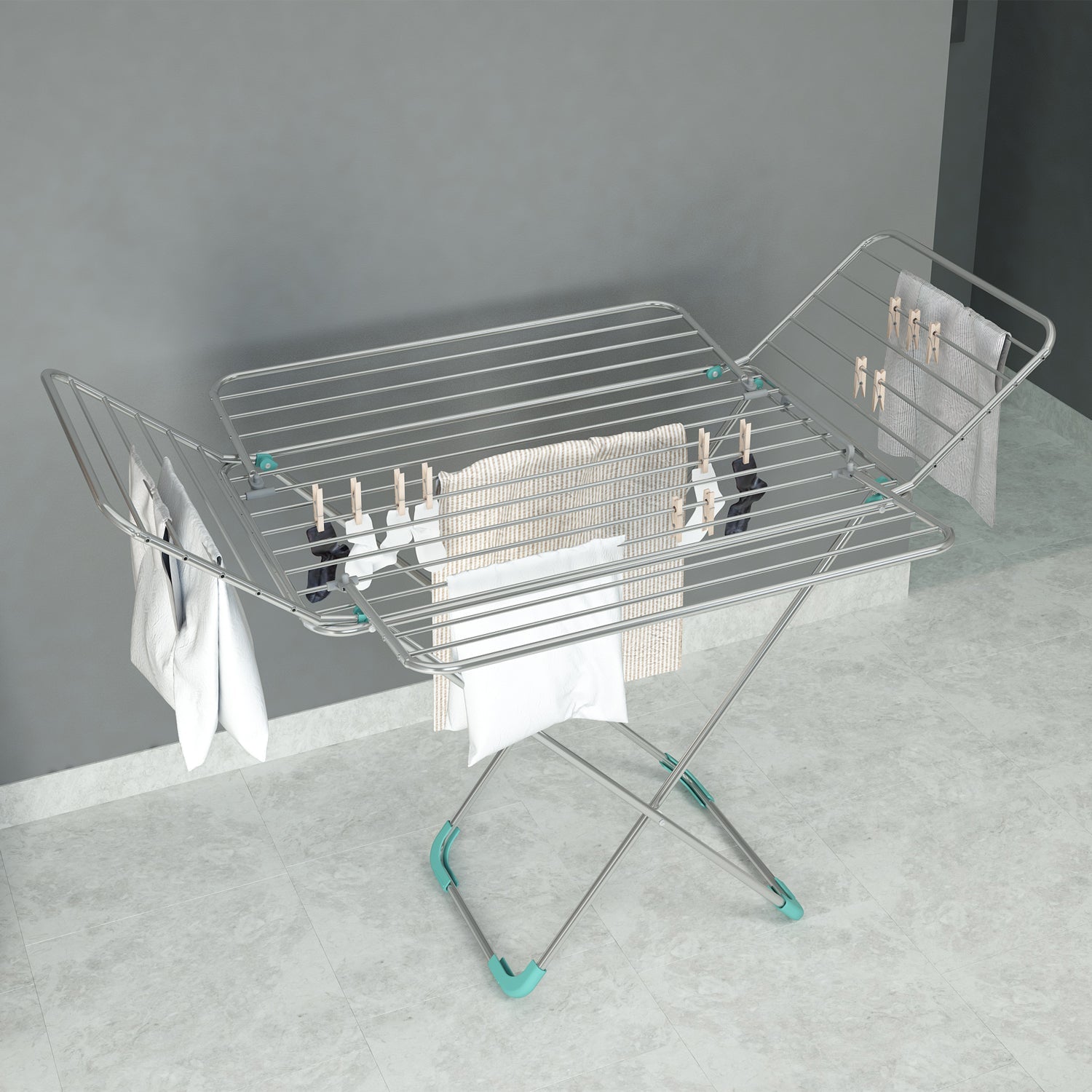 Colombo Flower - Étendoir a Linge Intérieur Pliable, Tancarville Etendoir, 30m, Antirouille, Fabriqué en Italie