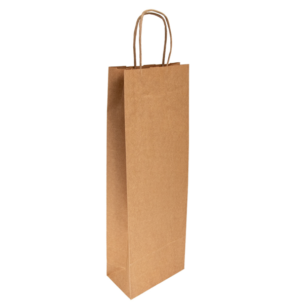 Sac papier kraft anses 1 bouteille 14+8x40cm naturel kraft - vendu par 250
