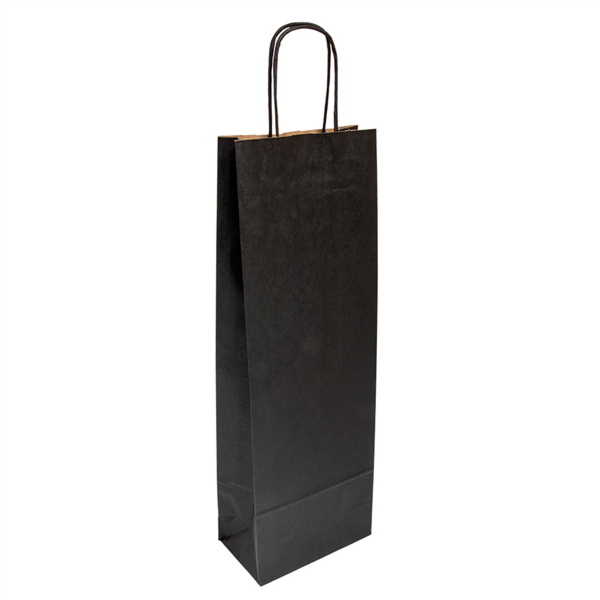 Sac papier kraft anses 1 bouteille 14+8x40cm noir kraft - vendu par 250