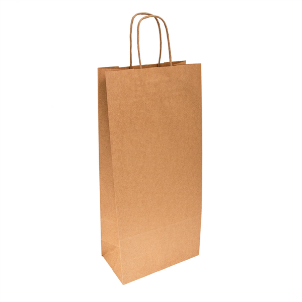 Sac papier kraft avec anses 2 bouteilles 18+10x39cm naturel kraft - vendu par 250