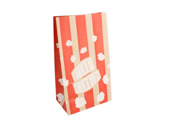 Sac papier kraft pop corn 'stripes' 2,5L - 14+8x24cm naturel ingraissable - vendu par 500 (PU 0,098€)