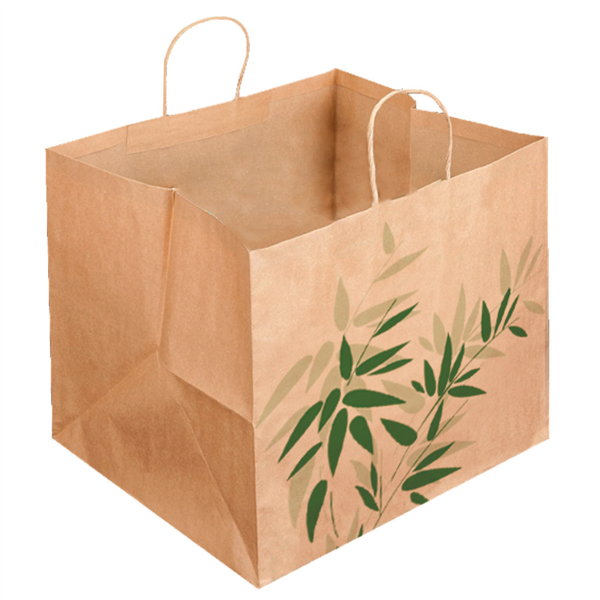 Sac papier kraft 'feel green' 43+33x33cm naturel kraft - vendu par 100 (PU 2,22€)
