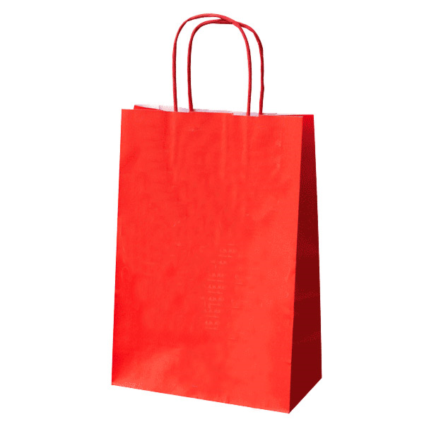 Sac papier kraft avec anses 20+10x29cm rouge kraft - vendu par 250 (PU 0,23€)