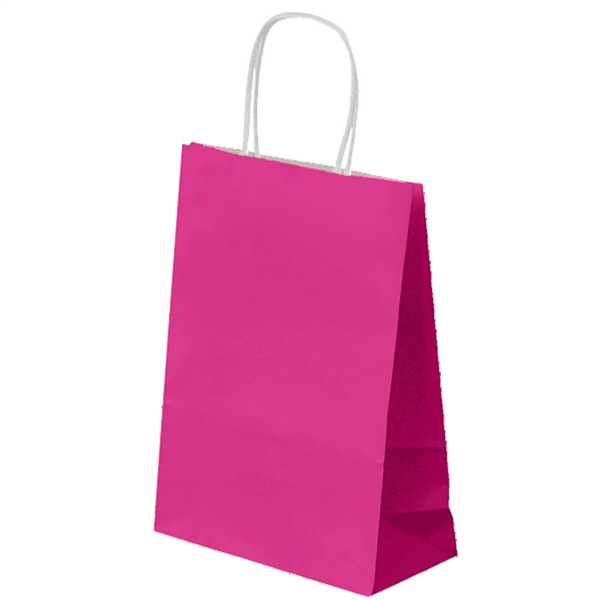 Sac papier kraft avec anses 26+14x32cm fuchsia cellulose - vendu par 250 (PU 0,28€)