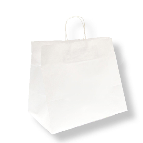 Sac papier kraft avec anses 32+21x28,5cm blanc cellulose - vendu par 250 (PU 0,245€)