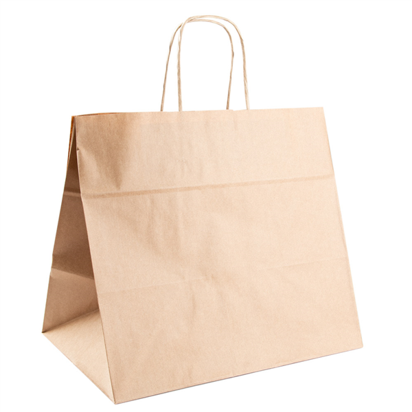 Sac papier kraft avec anses 32+21x28,5cm naturel kraft - vendu par 250 (PU 0,245€)