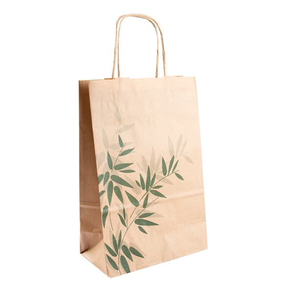 Sac papier kraft avec anses 'feel green' 20+10x29cm naturel kraft - vendu par 250 (PU 0,16€)