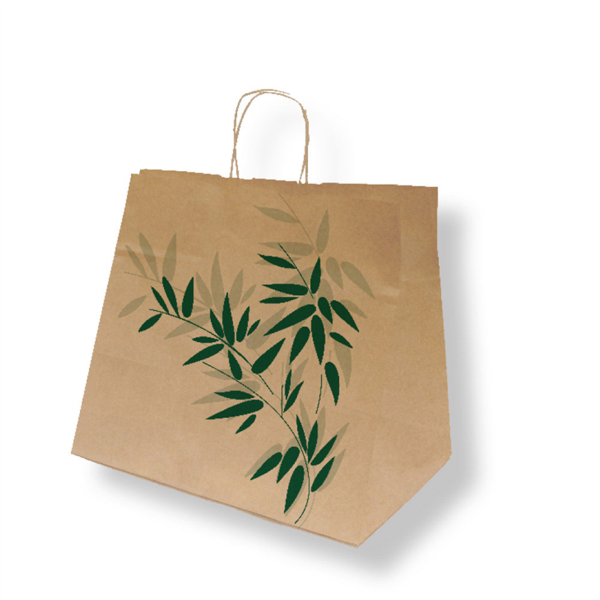 Sac papier kraft avec anses 'feel green' 32+21x28,5cm naturel kraft - vendu par 250 (PU 0,251€)