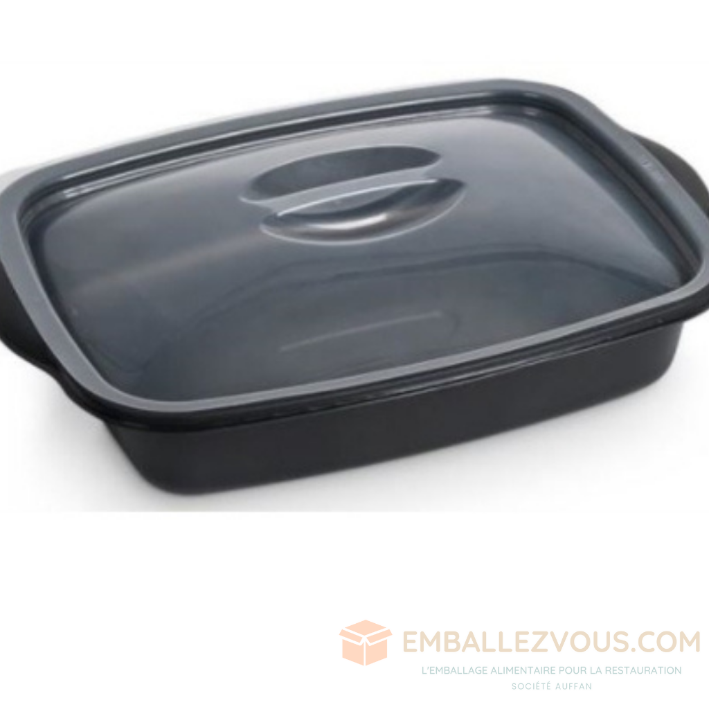 BARQUETTE AVEC COUVERCLE MARMIPACK CHAUD NOIR ET TRANSPARENT 900ML VENDU PAR 125 - MA900N
