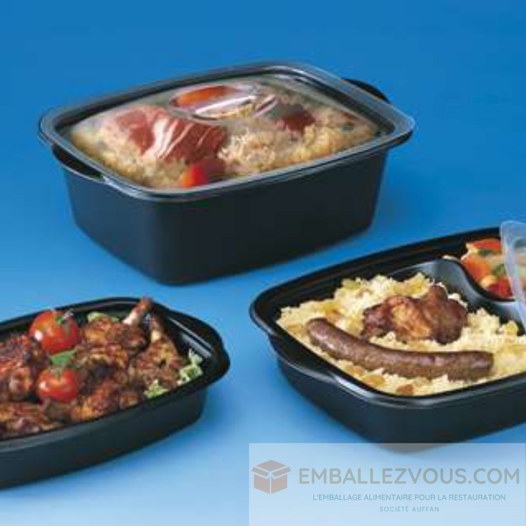 BARQUETTE AVEC COUVERCLE MARMIPACK CHAUD NOIR ET TRANSPARENT 500ML VENDU PAR 200 - MA500N