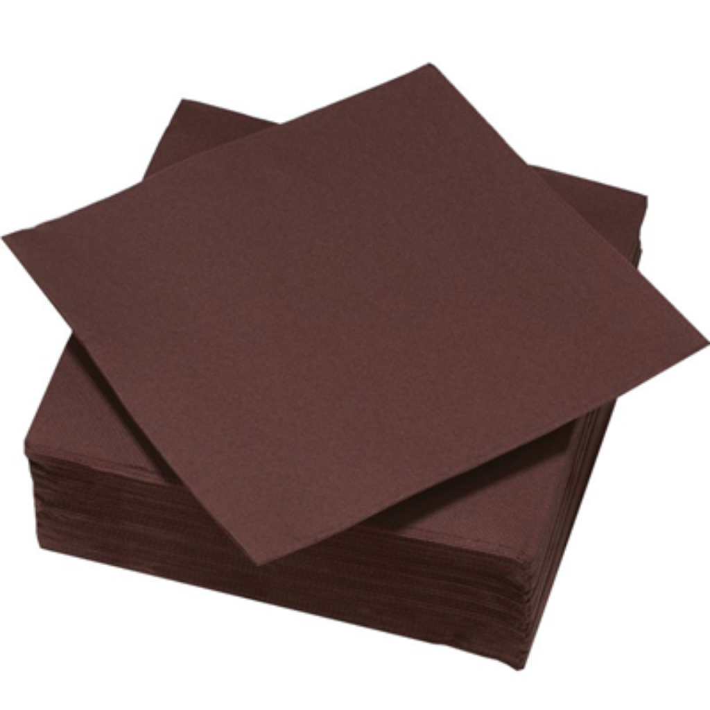 Serviettes pure ouate microgaufrées 2 points chocolat 38x38 - vendu par 1440