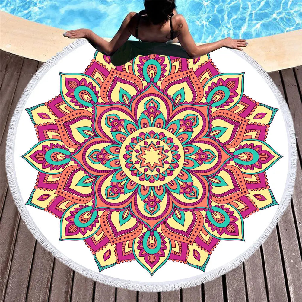 Serviette de Plage Rond Microfibra FLEUR