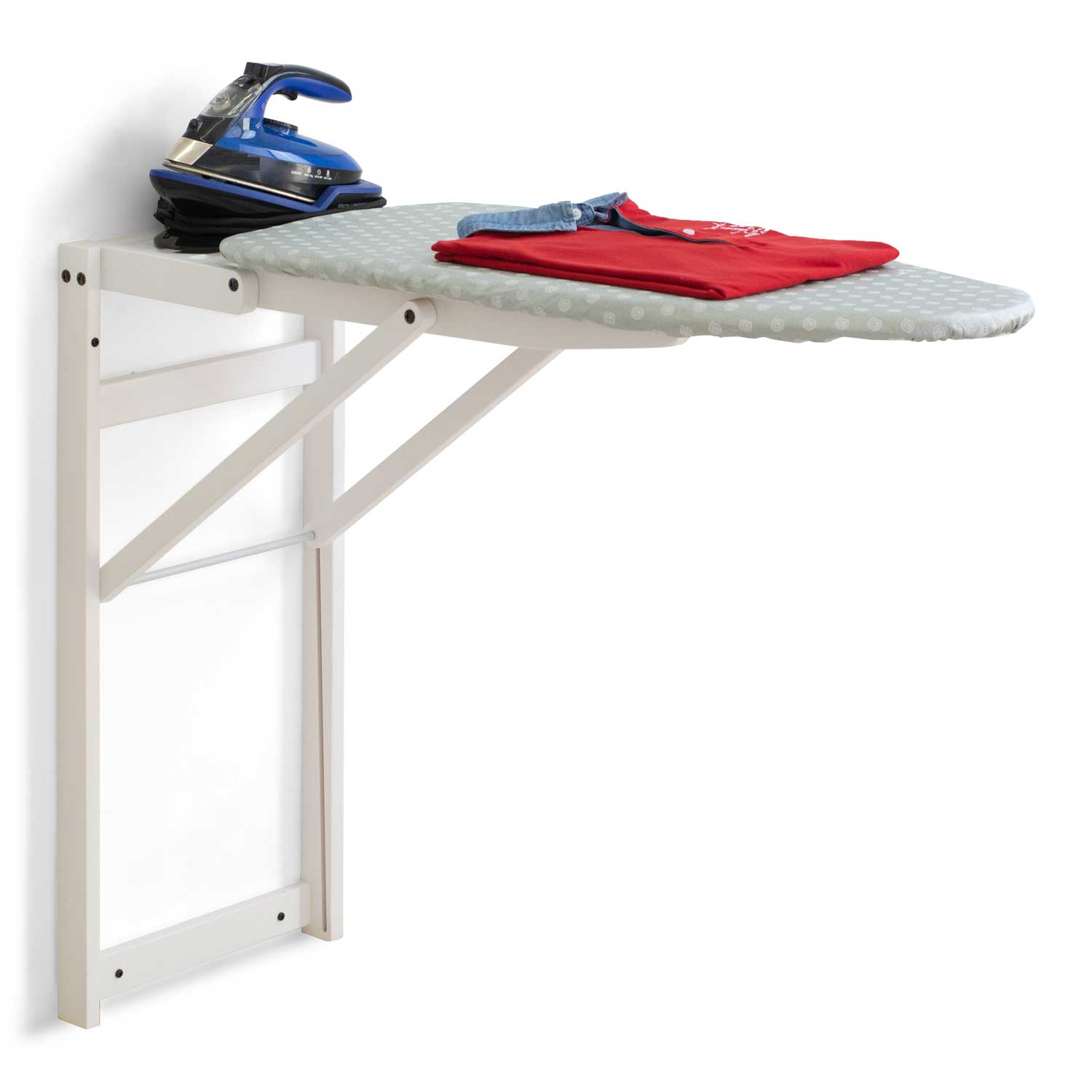 ARIT STIROJOLLY - Table à Repasser Murale, Planche à Repasser Murale, Bois, Facile à Fixer avec les Chevilles Incluses, Surface de Travail : 86x38 cm