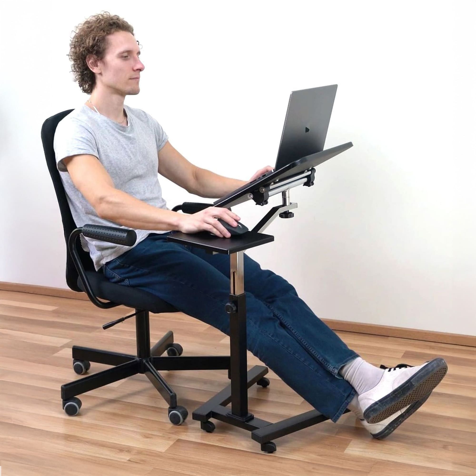 Tatkraft Joy - Table de Lit, Table Ordinateur Portable, Table pour Ordinateur Portable, avec Roulettes, Table réglable, 67x52x70-99.5H cm, noir